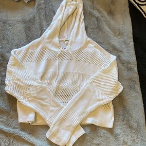 Cropped knit hoodie